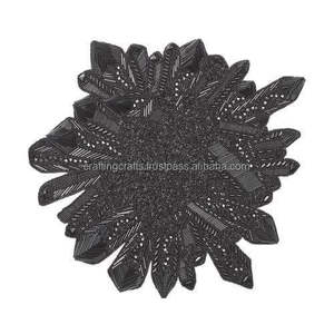 Handmade Eco-Friendly Modern Floral Design Dark Green Brown Beaded Placemats <b>Table</b> <b>Runner</b> 300mm Diameter Custom Decorative <b>Table</b> - Product Image 5