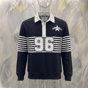 Maillot de baseball rayé à manches longues Snowgrace avec logo brodé, col rabattu, coupe classique, vêtements pour hommes - Product Image 3