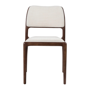 Silla de Comedor Moderna de Madera de Teca con Asiento y Respaldo Tapizados en Tela, Muebles Minimalistas de Madera Sólida para Restaurante, Cafetería, Hotel - Product Image 1