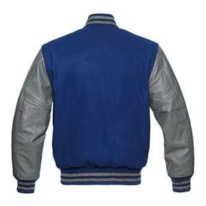 Chaqueta Bomber de Béisbol Personalizada para Hombre, Azul Rey, Lana, con Mangas Recubiertas de Piel de Oveja Genuina - Product Image 2