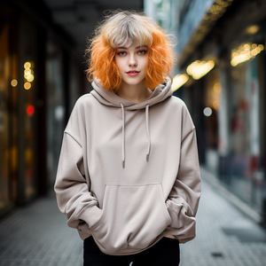 Sweat à capuche surdimensionné, doux et confortable, de haute qualité, épais, décontracté / en coton - Product Image 3