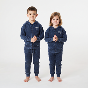 Conjunto de Sudadera con Capucha y Pantalones de Algodón para Niños, Estilo Oversize con Hombros Caídos, Lavado Ácido, Cremallera Completa, Unisex, Suministro de Fábrica - Product Image 3