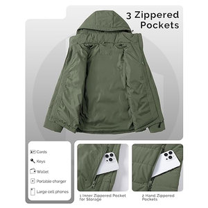 Veste matelassée à capuche pour femme, imperméable, légère, entièrement zippée, chaude, matelassée, manteau d'hiver décontracté, parka pour l'extérieur, par temps froid - Product Image 3