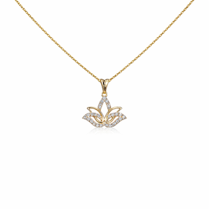 14K Gold Lab Grown Diamond Lotus Flower Pendant Necklace for Women Spiritual Yoga Lotus Lily Petal Necklace Birthday Gift - Product Image 3
