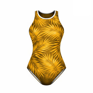 Traje de Baño Deportivo de Una Pieza, Corte Alto, Secado Rápido, Diseño Paisley con Estampado Color Caramelo en la Parte Delantera, 100% Poliéster - Product Image 5