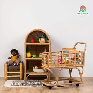 Chariot à jouets en rotin naturel pour enfants – un chariot de courses pour transporter des objets. - Product Image 3