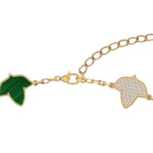 Collar AKA 10 Ivy Malachite Chapado en Oro de 24K para Mujer, Elegante Joyería de Moda con Hoja de Hiedra en Verde y Dorado, Colgante de Lujo - Product Image 4
