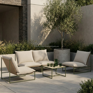 Ensemble de meubles de jardin modernes avec table centrale et canapés pour se détendre, avec coussins amovibles - Product Image 4