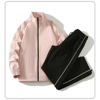Ensemble de survêtement d'hiver personnalisé pour garçons, noir avec passepoil blanc, veste à capuche et pantalon de jogging, tenue décontractée deux pièces, nouveauté