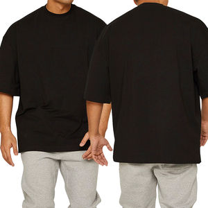 T-shirt formel pour homme 280 g/m² 100 % coton col rond coupe oversize épaules tombantes manches longues haute qualité poids lourd - Product Image 3