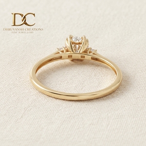 Anillo de Compromiso con Diamante Cultivado en Laboratorio, Certificado IGI, Banda de Eternidad, Oro Amarillo Sólido de 14 Quilates, Corte Redondo Brillante, Estilo Vintage - Product Image 6