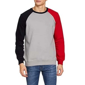 Sweat-shirt à col rond pour homme, gris, rouge, noir, à blocs de couleur, à manches longues, décontracté, style streetwear - Product Image 1