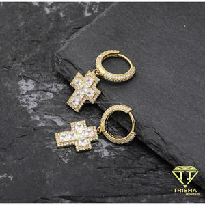 Pendientes de Plata de Ley 925 con Diamantes Cultivados en Laboratorio, Tono Dorado, con Incrustaciones de Piedras Brillantes, Joyería de Lujo para Mujer, Venta al Por Mayor - Product Image 5