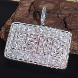 จี้คริสตัลประดับเพชรแบบไมโครเพฟ K5NG เงินแท้ 925 ชุบโรเดียม ตัวอักษรชาร์ม  เครื่องประดับฮิปฮอปสุดหรูสำหรับทุกเพศ - Product Image 4