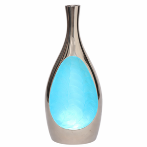 Florero de Aluminio Fundido Cromado Plateado de Lujo, Forma Irregular Moderna, Hecho a Mano, Decoración de Mesa Portátil, Esmalte Personalizable - Product Image 1