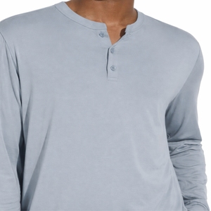 Conjunto de pijama de color liso para hombre, ropa de dormir cómoda de manga larga, traje de descanso, conjunto de dormir transpirable de ajuste cómodo - Product Image 5