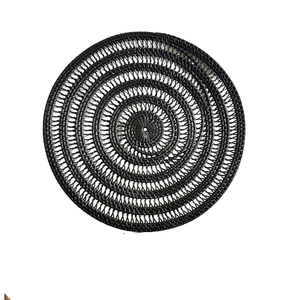 Custom Logo Black Round Rattan <b>Placemat</b> Natural <b>Wicker</b> Braided Table Mat Boho Chargers For Wedding Dining Table Decoration - Product Image 1