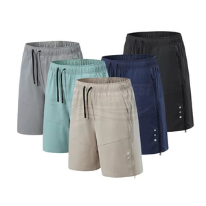 Men's Solid Color Quick Dry Polyester Bermuda Shorts Drawstring Closure <b>Elastic</b> Waist Sporty Casual Outdoor Wear - Product Image 2