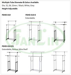 Classic Chromed Double Garment <b>Rack</b> Space-Saving <b>Rolling</b> Wheels Clothing Storage Solution with Easy Assembly - Product Image 1