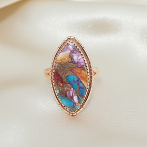 Natural Pink Dahlia Oyster Copper Turquoise Gemstone <b>925</b> <b>Silver</b> <b>Ring</b> Handmade Statement Jewelry Rose Gold Yellow Gold Plated Her - Product Image 2