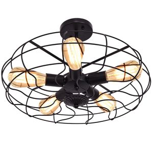 Lampadario a sospensione vintage a 5 luci in ferro, stile rustico farmhouse, con LED e telecomando per soggiorno e hotel - Product Image 4