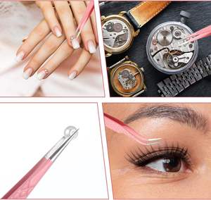 Juego Profesional de 4 Pinzas para Pestañas de Acero Inoxidable con Puntas de Fibra, Diseño Antiestático y Duradero para Kit de Extensiones de Pestañas - Product Image 5