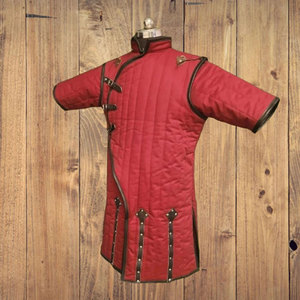 Medieval Red Cotton Canvas Quilted Gambeson Coat Doublet For Cosplay Reenactment Wear Heavy Protective <b>Jacket</b> - Product Image 3