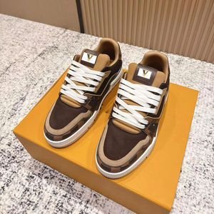 Sneakers en cuir marron de luxe de qualité supérieure avec lacets blancs, bout rond, semelle intermédiaire respirante en EVA, semelle extérieure en caoutchouc, toutes saisons, tennis - Product Image 6