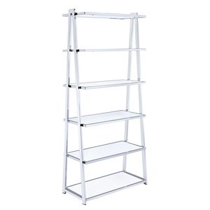 Libreria a 6 Ripiani Bianca e Cromata, Elegante e Stilosa - Product Image 1