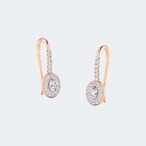 Pendientes de Halo con Diamantes Cultivados en Laboratorio, Corte Ovalado, 3.00CTW, Color E F, VVS2, Oro Blanco, Oro Rosa, Joyería para Fiestas, Venta al Por Mayor - Product Image 4