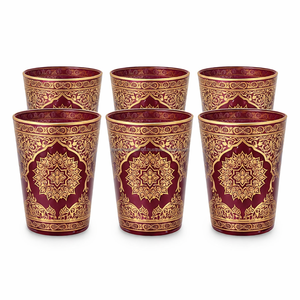 JM INTERNATIONAL Vibrant Souk Mediterranean Glasses Floral Pattern <b>Tea</b> <b>Cup</b> <b>Set</b> <b>of</b> 6 - Product Image 1