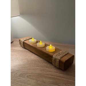 KHOOSI OVERSEAS Fantastic Quality Handmade Wooden Rectangular Tea <b>Light</b> Holder <b>Rope</b> Detail Eco-Friendly Heat Resistant for Home - Product Image 2