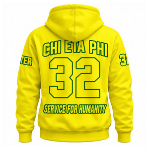 Sweat à capuche zippé Chi Eta Phi pour homme, vert et jaune, imprimé pailleté, coupe classique, idéal pour le printemps - Product Image 6