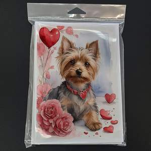 Silky Terrier Valentine Roses Whimsical A7 Greeting Cards Pack of 8 Blank Note Cards with <b>Envelopes</b> Size <b>5x7</b> - Product Image 3