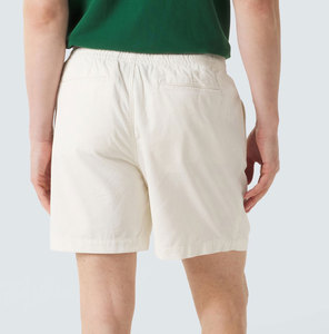 Men's Cream Oxford Cotton Bermuda Shorts <b>Drawstring</b> Waist Casual Style Mid Rise Solid Color Woven Fabric - Product Image 3