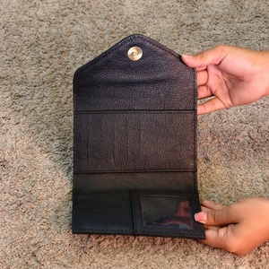 Florals Carved Hand Tooled On 100% Genuine Leather ATM Card Holder Case Square Credit Card Holder Case Cute <b>Small</b> Mini Card Case - Product Image 2