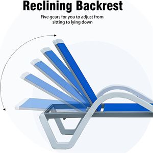Lettino Prendisole Regolabile in Alluminio Blu per Patio, Piscina e Giardino, Resistente alle Intemperie, Set da 1 Pezzo - Product Image 4