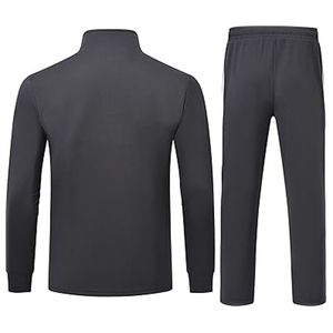 Survêtement bordeaux pour homme, manches longues, demi-zip, design sportif, séchage rapide, couleur unie, coupe classique, pour l'automne, avec poches latérales - Product Image 6