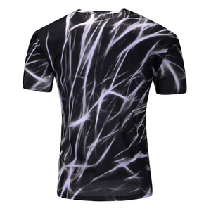 T-shirt imprimé à manches courtes pour homme, coupe ajustée, séchage rapide, col rond, design sportif, impression par transfert par sublimation, polyester tricoté - Product Image 2