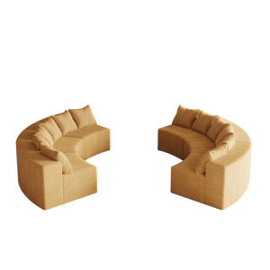 Divano Componibile Curvo Simmetrico in Velluto a Coste con 12 Cuscini, Arredamento Semicircolare per Camera da Letto e Soggiorno - Product Image 2