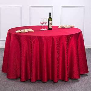 Nappe froissée en satin rouge ronde Superposition de mariage Rectangle Clothe Nappe de table de qualité supérieure - Product Image 2