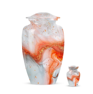 Aluminum Adult Cremation Urn Memorial <b>Ashes</b> Vessel Custom Color Commemoration Container With Velvet Pouch - Product Image 3