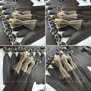 100% naturel vietnamien pleine longueur os droite trame brut noir soyeux Super Double dessiné couleur Extensions de cheveux humains - Product Image 3