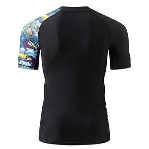 Wholesale Men Rash Guard T <b>Shirt</b> <b>Compression</b> Short Sleeve Swim <b>Shirt</b> UV Protection Custom Logo OEM - Product Image 4