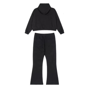 ชุดเซ็ตฮู้ดดี้ครอปตัวยาวทรงโอเวอร์ไซส์ผ้าคอตตอนหนานุ่มสไตล์สตรีทแวร์ขายส่ง ODM พร้อมกางเกงขายาวทรงกว้าง เป็นมิตรต่อสิ่งแวดล้อม จัดส่งรวดเร็ว - Product Image 4