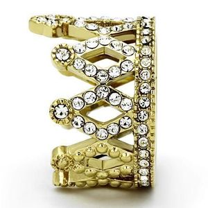 TK1109 - Anello in Acciaio Inossidabile di Alta Qualità con Cristallo Trasparente, Placcatura in Oro (Ion Plating) IP per Piatti e Vassoi - Product Image 4