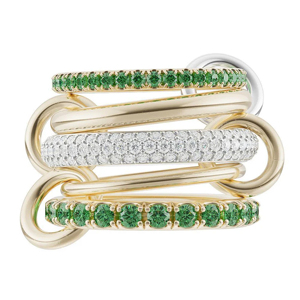 Luxury 18K Solid <b>Gold</b> <b>Cocktail</b> <b>Ring</b> With Diamond And Emerald Geometric Design Women's Fine Jewelry - Product Image 2