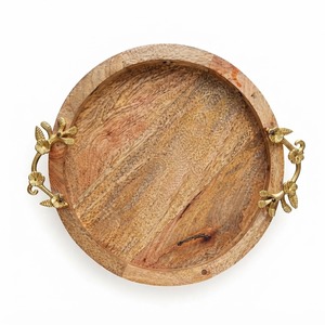 Bandeja de Servir de Madera de Mango de la Mejor Calidad con Asas de Hoja de Latón, Bandeja Rectangular Decorativa para Mesa de Centro, Precio al por Mayor - Product Image 2