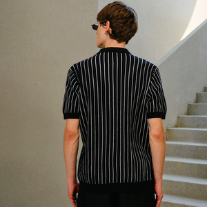 Camisas Polo Blancas de Manga Corta con Rayas Verticales para Hombre, Logotipo Personalizado, Anti-Pilling, Cierre de Cremallera de un Cuarto, Camisa Polo de Punto para Hombre - Product Image 2