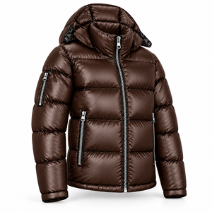 Mens Winter Puffer Jacket Glossy <b>Quilted</b> Hooded Coat Warm Padded Outerwear High Neck Zip Pockets Everyday Casual Streetwear Wear - Product Image 2